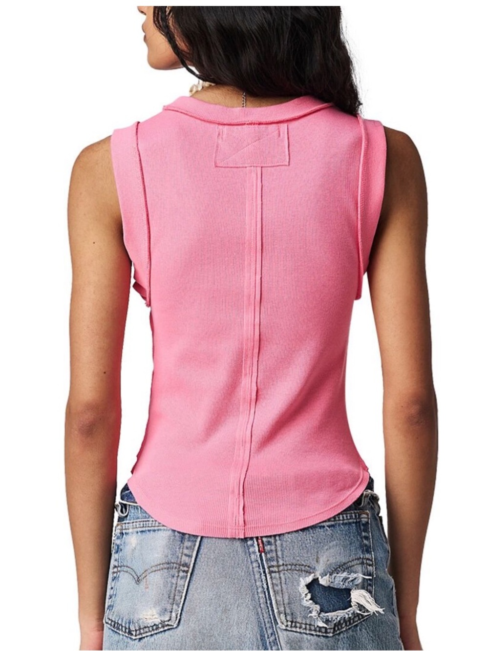 Sleeveless Pink Knit Tank Top - Women